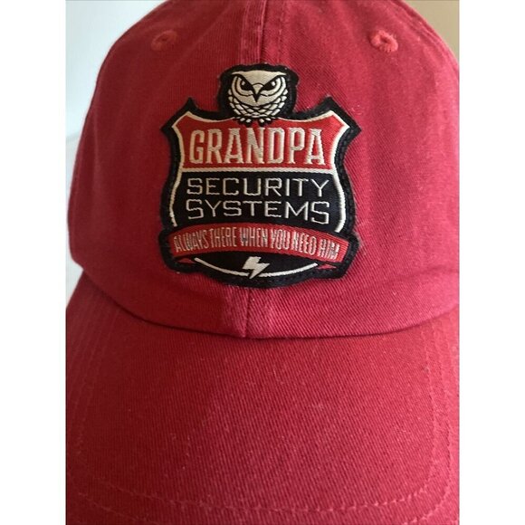 Grandpa Security System Always There Humor Hallmark Adjustable Strapback Hat Cap - Picture 3 of 7